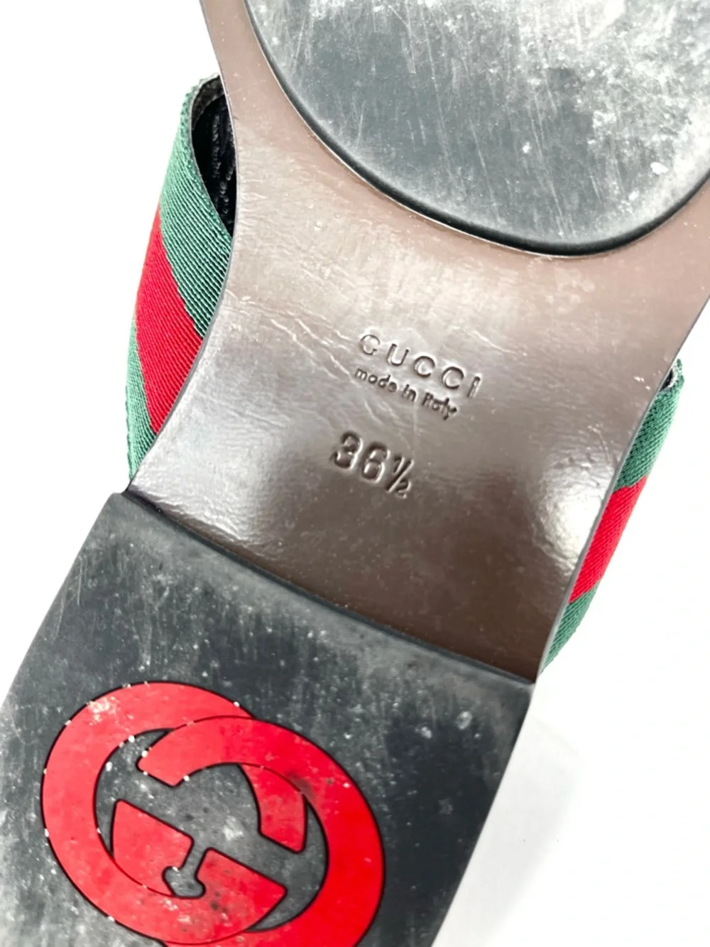 Gucci Kika Interlocking GG Logo Thong Sandals Flip Flops Flat Gold Silver 36.5 - Picture 10 of 11